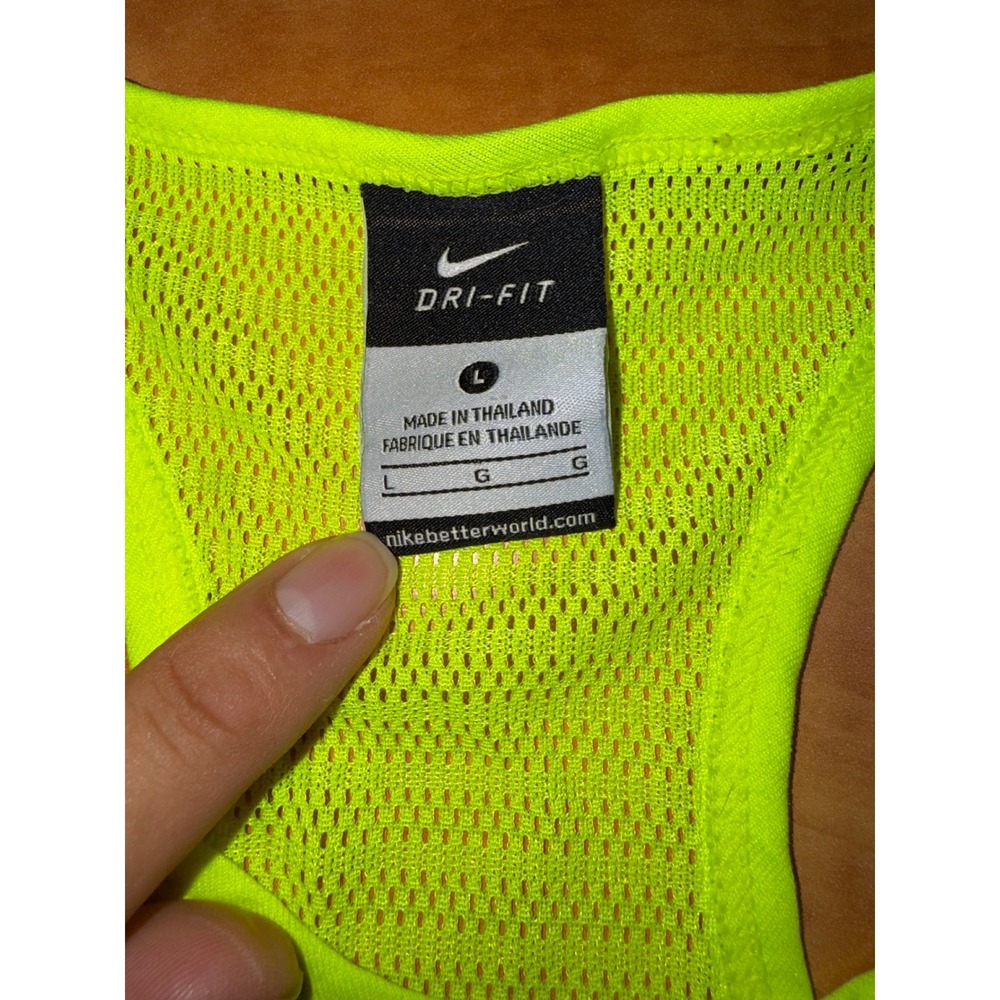 Nike Dri-FIT Neon Volt Yellow Mesh Racerback Tank Top Womens Large - Picture 2 of 6